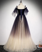 Purple Tulle Lace Long Prom Dress Purple Formal Dress
