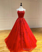 Purple Tulle Lace Long Prom Gowns, Lace Tulle Purple Graduation Dresses