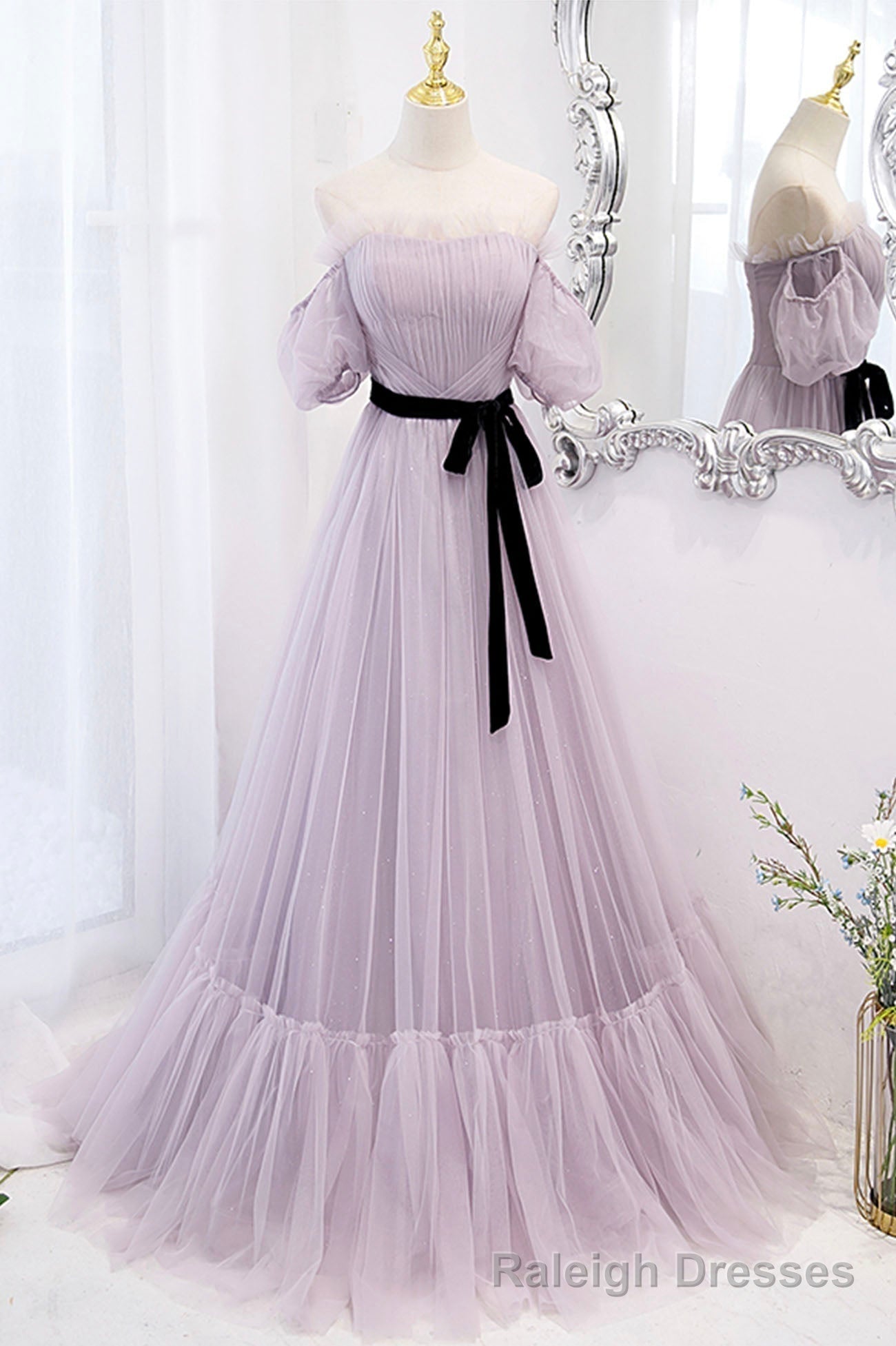 Purple Tulle Long A Line Prom Dress, Purple Prom Formal Dress Secondary image