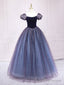 Purple Tulle Long Prom Dresses, Shiny Purple Tulle Formal Gown Sweet 16 Dress