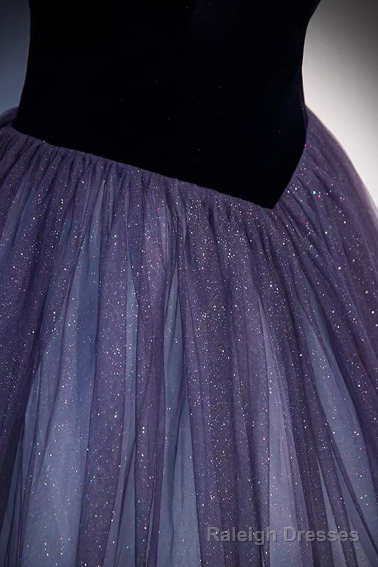 Purple Tulle Off the Shoulder Prom Dress, A Line Prom Prom Dress