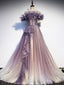 Purple Tulle Sequin Long Formal Prom Dress Purple Prom Dress