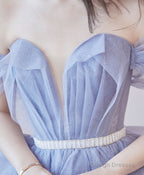 Purple Tulle Sequin Long Prom Dress Purple Sequin Evening Dress