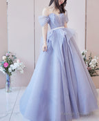 Purple Tulle Sequin Long Prom Dress Purple Sequin Evening Dress