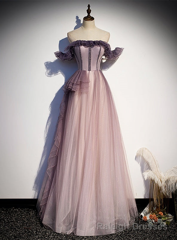 Purple Tulle Sequins Beading Prom Dress Main image