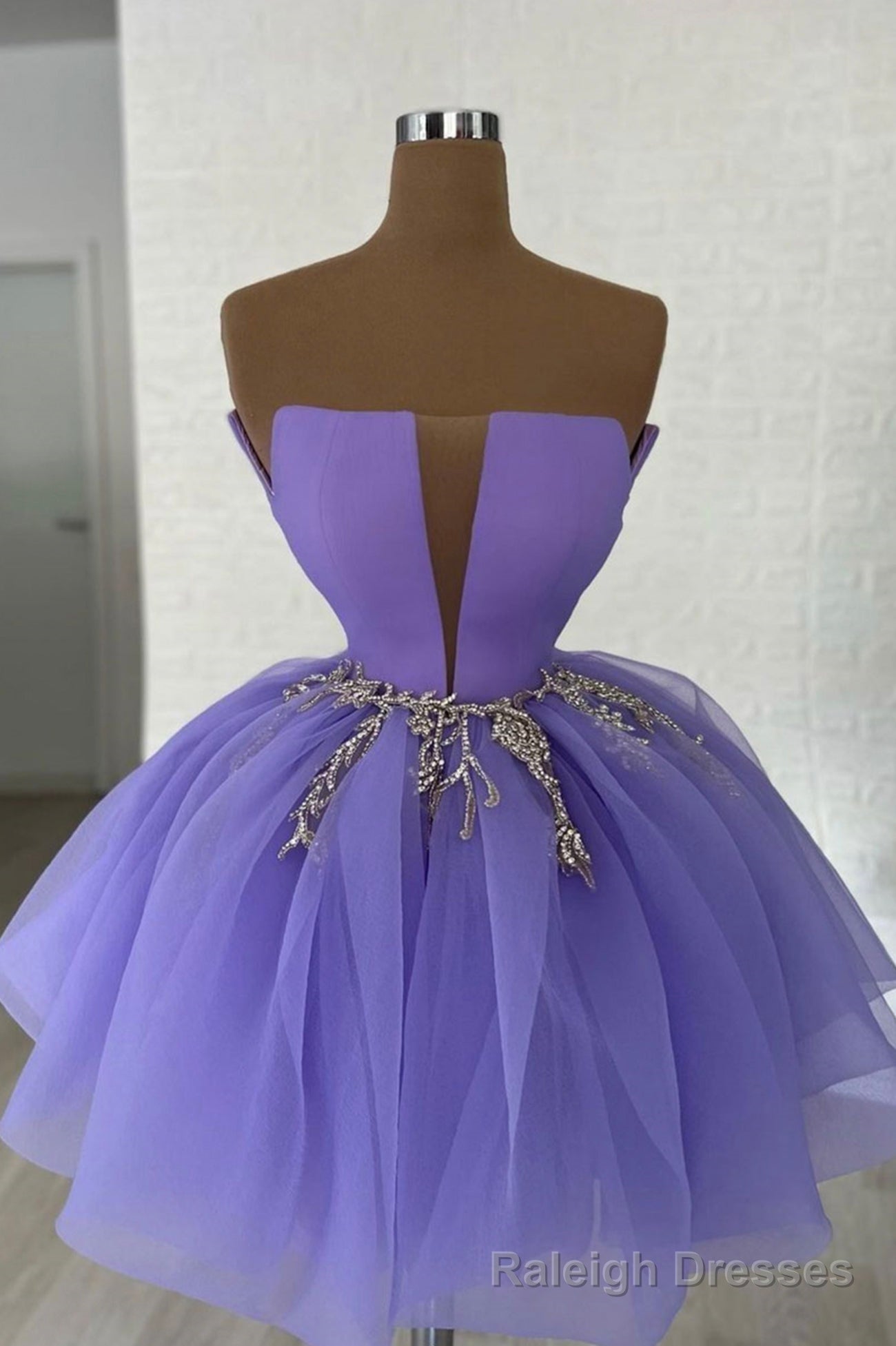 Purple Tulle Sequins Short A-Line Prom Dress, Cute Homecoming Party Dress Main image