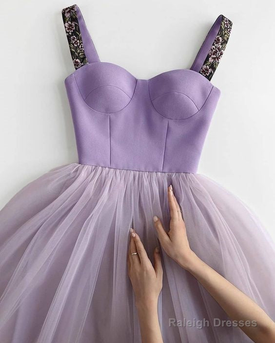 Purple Tulle Short Party Dress Short Homecoming Dresses