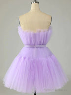 Purple?Tulle Short Prom Dress Purple Formal Homecoming Dress