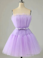 Purple?Tulle Short Prom Dresses Purple Prom Homecoming Dresses