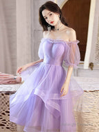 Purple Tulle Short Prom Dresses Purple Homecoming Dresses