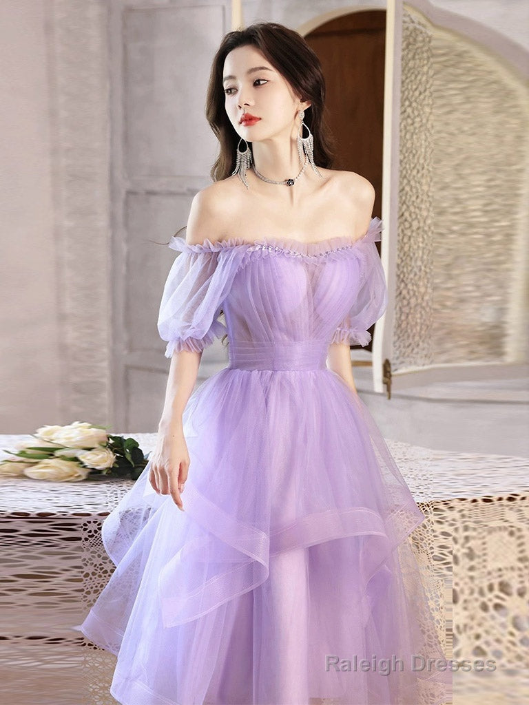Purple Tulle Short Prom Dresses Purple Homecoming Dresses