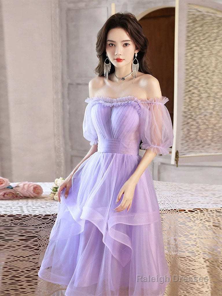 Purple Tulle Short Prom Dress, Purple Homecoming Dress Main image