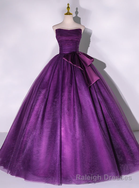 Purple Tulle Strapless Pleats Quinceanera Dress Main image