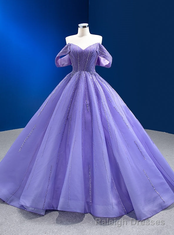 Purple Tulle Sweetheart Beading Sequins Prom Dress Main image