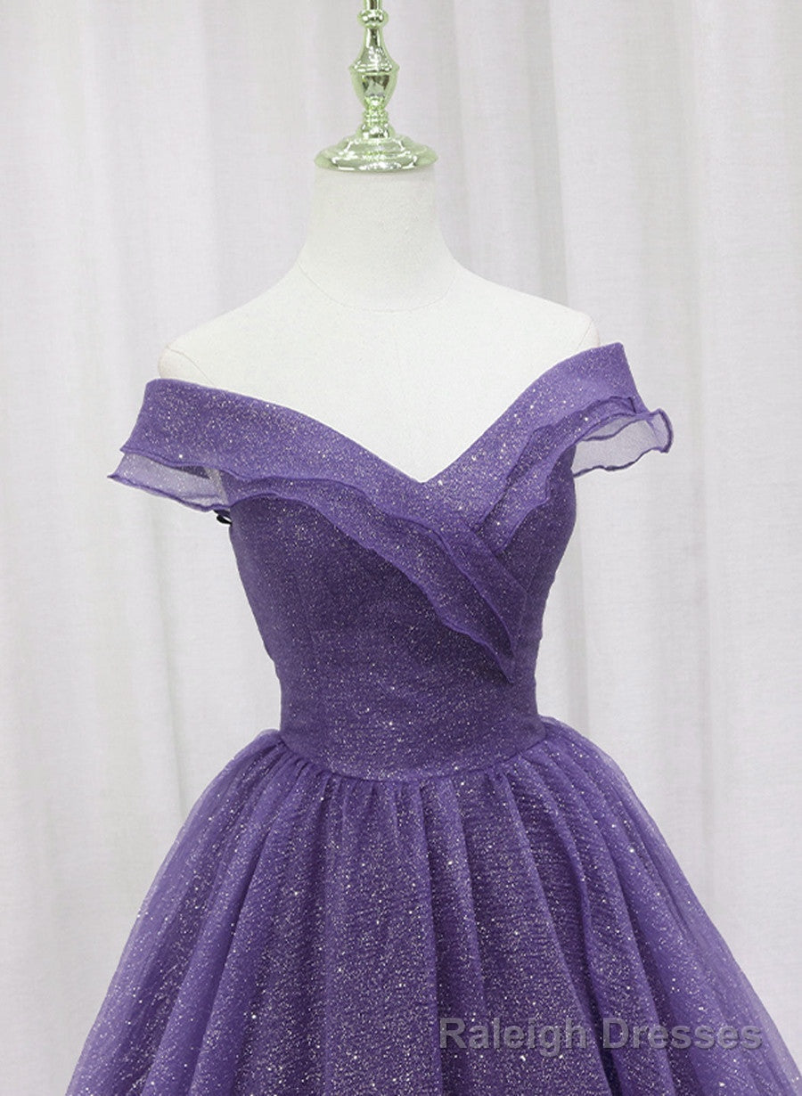 Purple Tulle Sweetheart Long Prom Dress Formal Dress, A Line Tulle Prom Dress