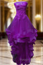 Purple Tulle With Lace High Low Party Dress Formal Dress, Purple Homecoming Dresses