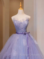 Purple V Neck Tulle Lace Long Prom Dresses Purple Prom Sweet 16 Dresses