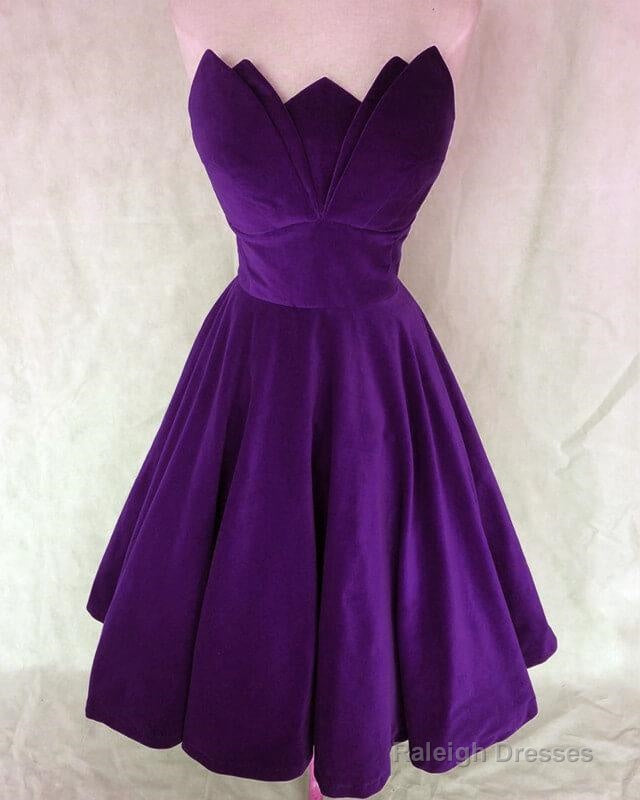 Purple Velvet Strapless Party Dress Main image