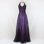 Purple Vintage Fashion Ombre Beaded Empire Waist Halter Long Elegant Prom Gown Evening Gown Party Dress