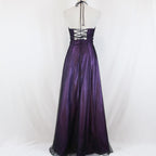 Purple Vintage Fashion Ombre Beaded Empire Waist Halter Long Elegant Prom Gown Evening Gown Party Dress