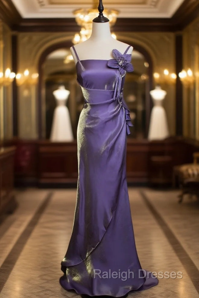 Purple Vintage Floral Embellished Sheath Gown Evening Dress Main image