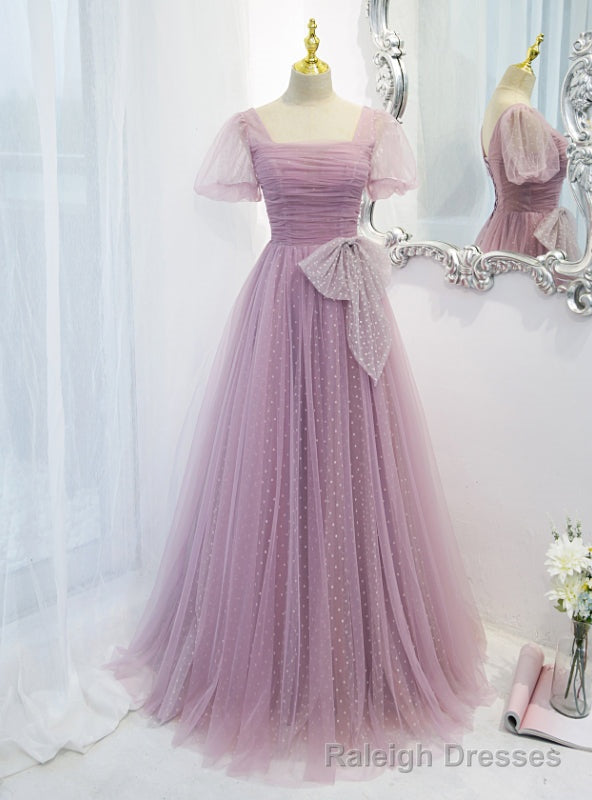 Purple Wave Point Tulle Pleats Prom Dress Main image
