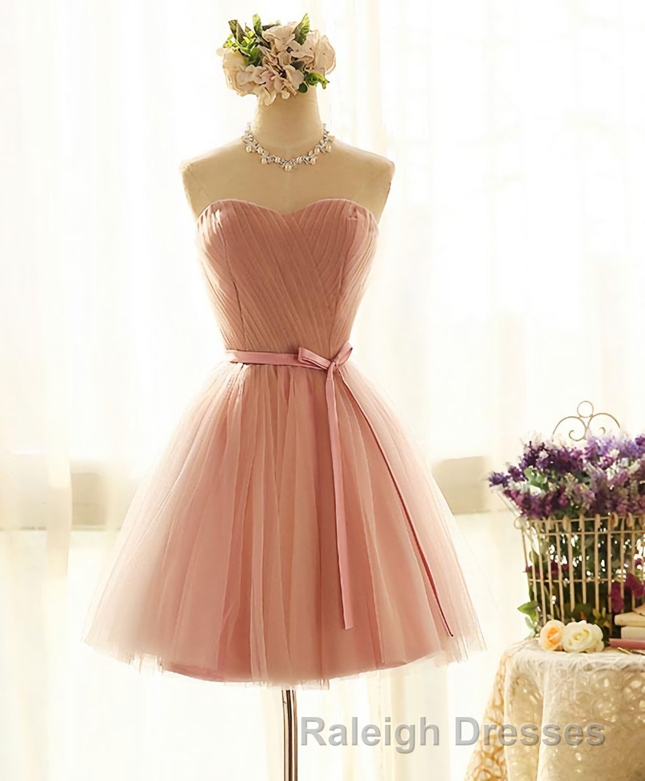Cute Sweetheart Neck Tulle Short Prom Dresses Bridesmaid Dresses
