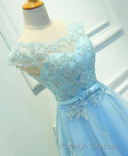 Light Blue Lace Tulle Short Prom Dress, Homecoming Dress