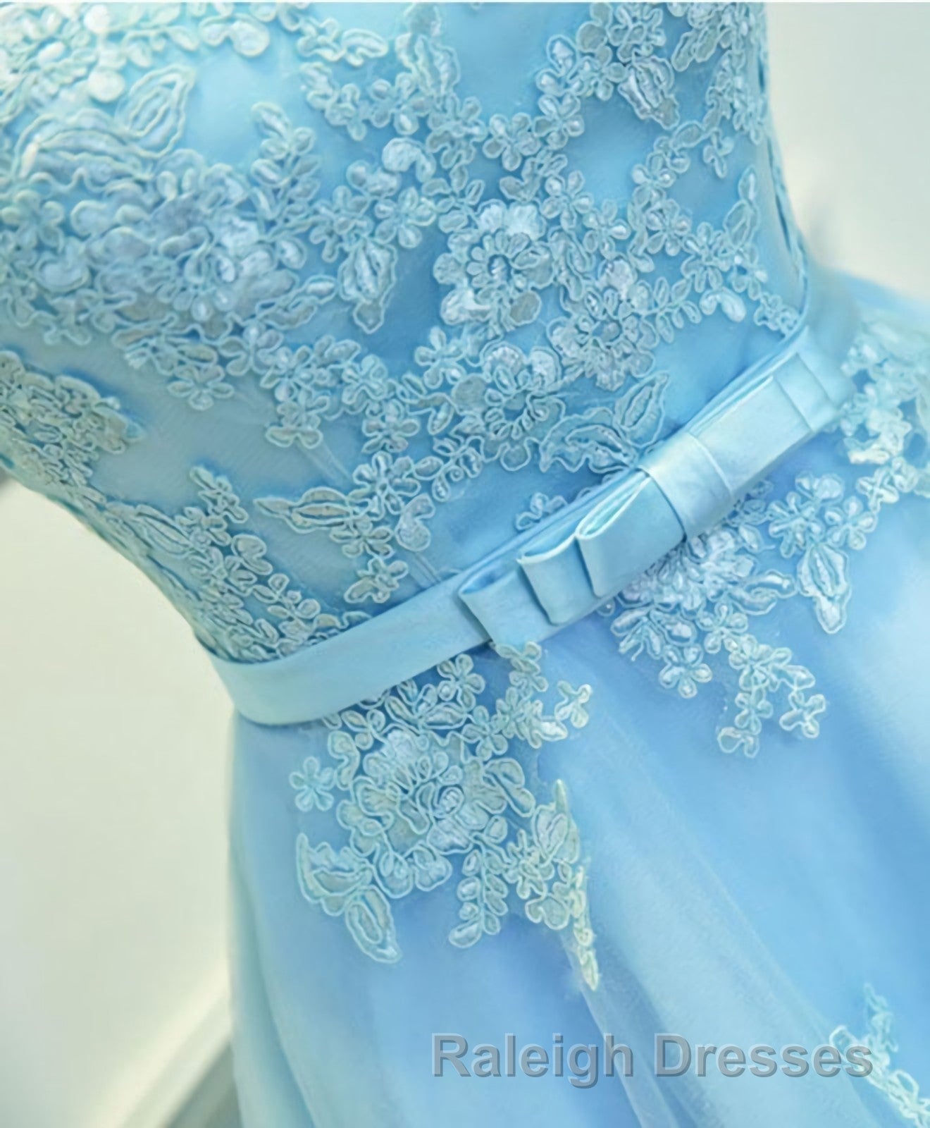 Light Blue Lace Tulle Short Prom Dress, Homecoming Dress
