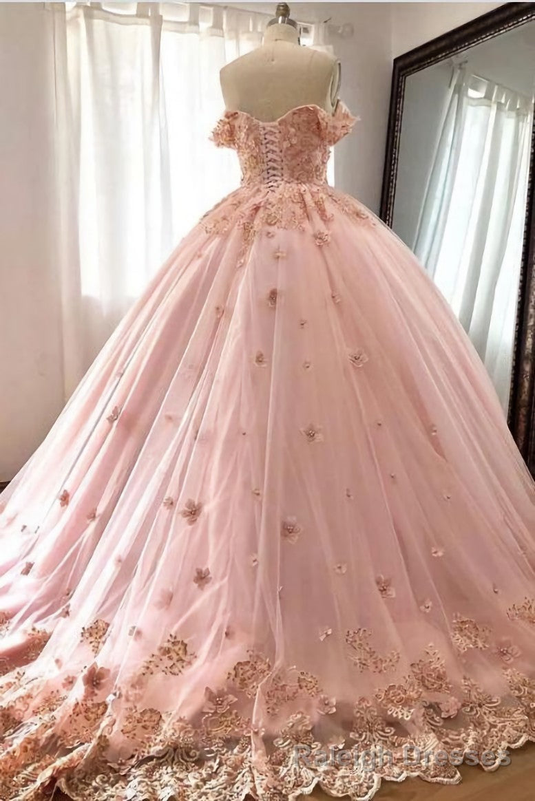 Quince Dresses Pink Ball Gown Off the Shoulder Wedding Dress Secondary image