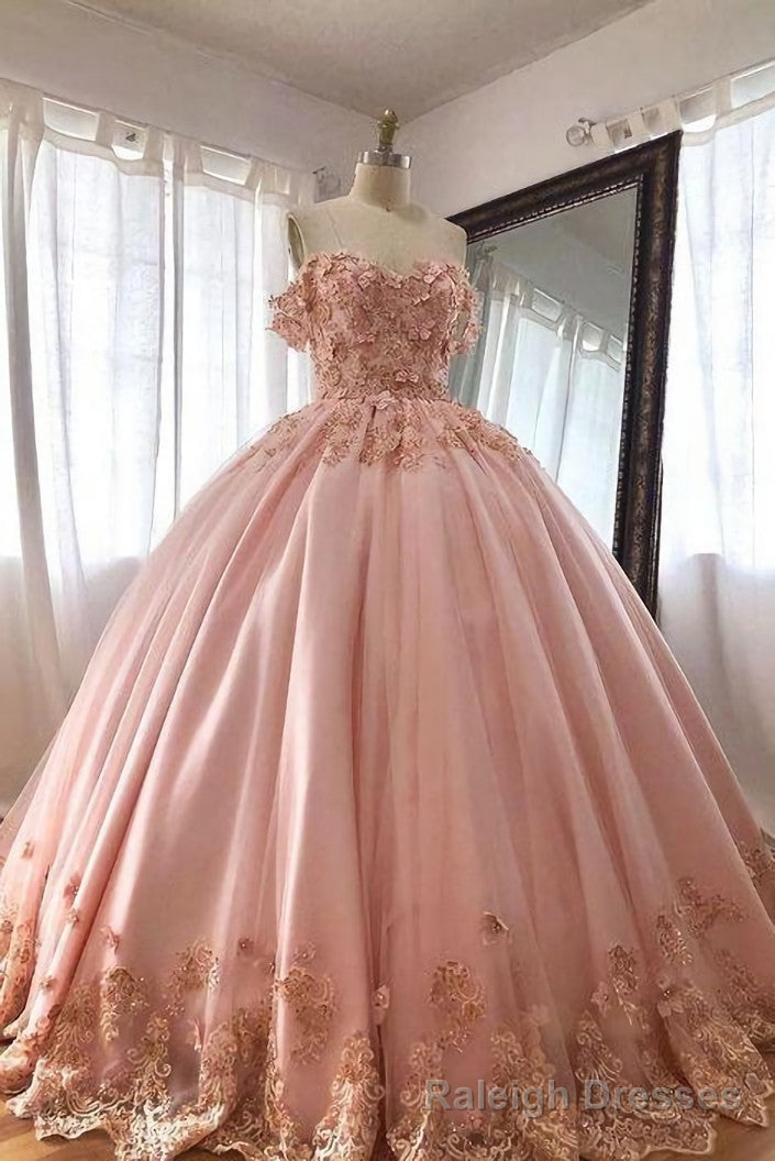 Quince Dresses Pink Ball Gown Off the Shoulder Wedding Dress Main image