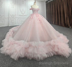 Quinceanera Ball Gowns Off-the-Shoulder Sequined Pink Dress