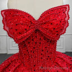 Quinceanera Ball Gowns Red Sleeveless Sequined Dress