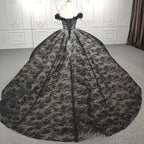 Quinceanera Black Off-the-Shoulder Ball Gown Dress