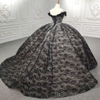 Quinceanera Black Off-the-Shoulder Ball Gown Dress