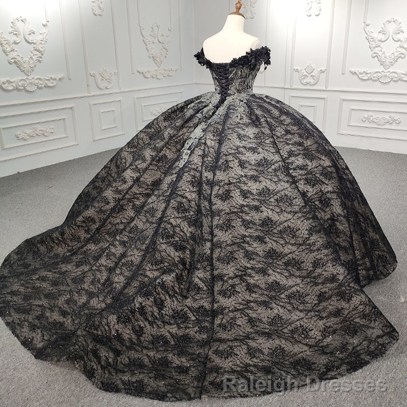 Quinceanera Black Off-the-Shoulder Ball Gown Dress