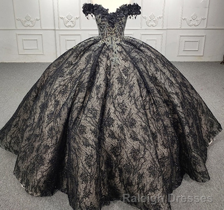 Quinceanera Black Off-the-Shoulder Ball Gown Dress