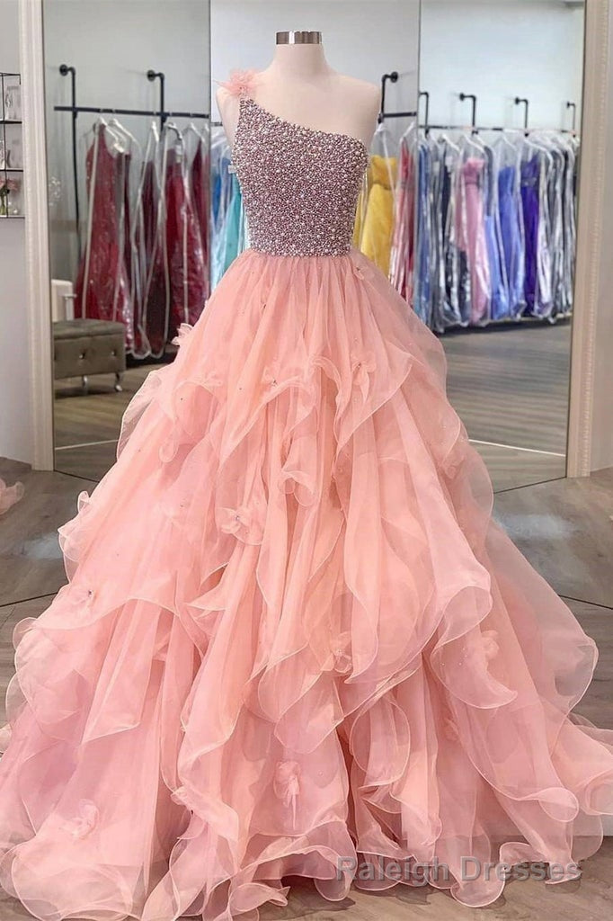 Quinceanera Dress Ball Gown Long Prom Dresses One Shoulder Zipper up Beads Main image
