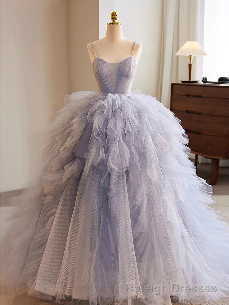 Quinceanera Dress Blue Tulle Long Prom Gown Blue Tulle Long Sweet Dress Main image