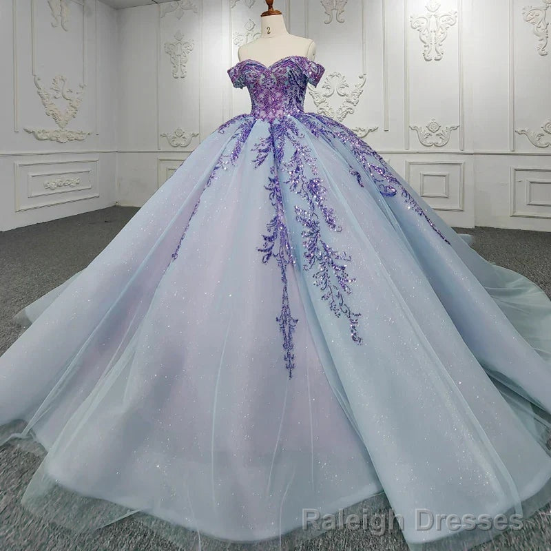 Quinceanera Dress Charming Off-the-shoulder Prom Dresses Appliques Lace Up Ball Gowns with Sequins Secondary image