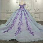 Quinceanera Dress Charming Off-the-shoulder Prom Dresses Appliques Lace Up Ball Gown with Sequins