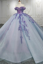 Quinceanera Dress Charming Off-the-shoulder Prom Dresses Appliques Lace Up Ball Gowns with Sequins