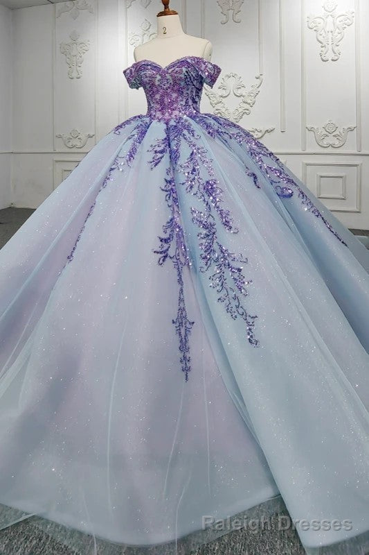 Quinceanera Dress Charming Off-the-shoulder Prom Dresses Appliques Lace Up Ball Gowns with Sequins