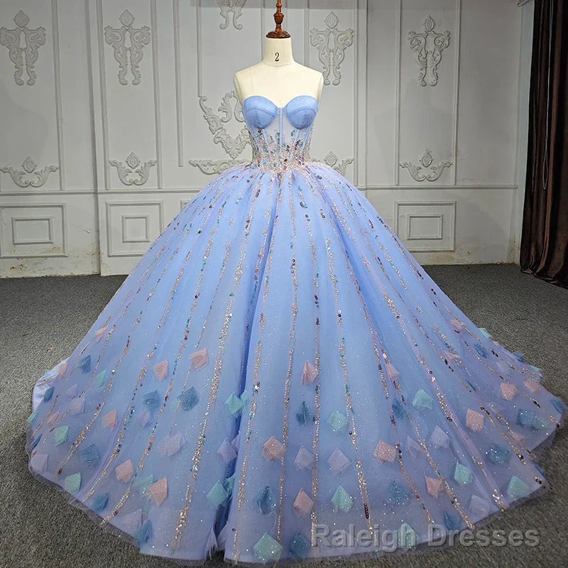 Quinceanera Dress Chic Strapless Sweep Train Prom Dresses Sweetheart Lace Up Prom Dresses