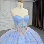 Quinceanera Dress Chic Strapless Sweep Train Prom Dresses Sweetheart Lace Up Prom Dresses