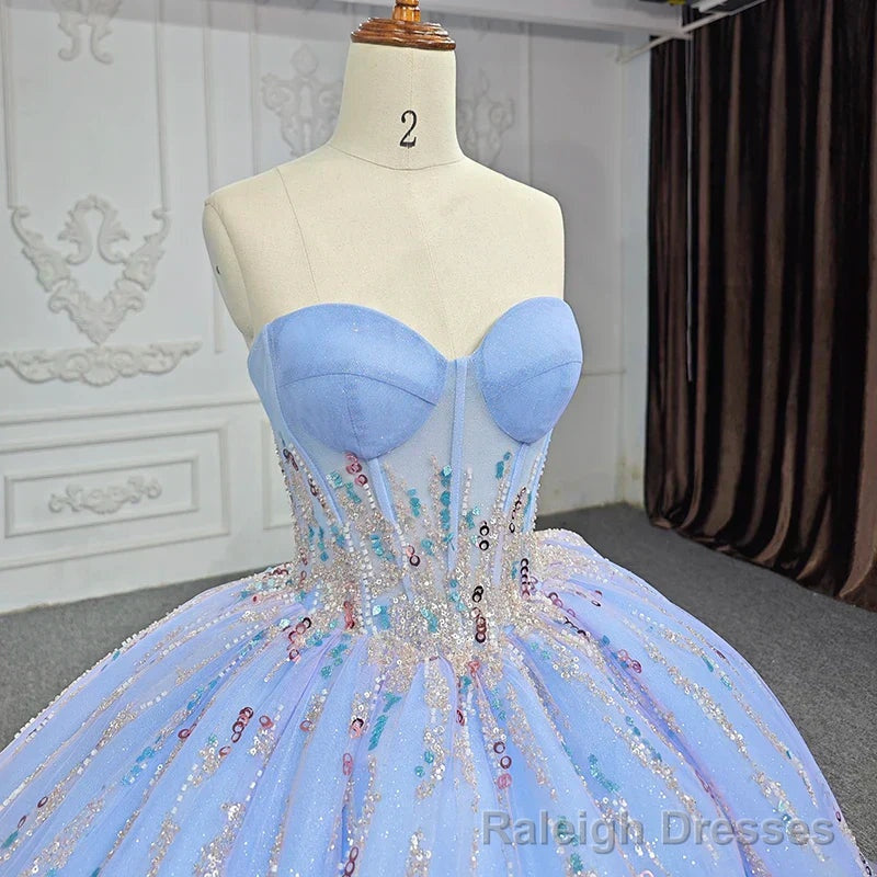 Quinceanera Dress Chic Strapless Sweep Train Prom Dresses Sweetheart Lace Up Prom Dresses