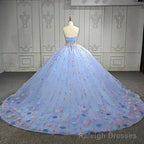 Quinceanera Dress Chic Strapless Sweep Train Prom Dresses Sweetheart Lace Up Prom Dresses