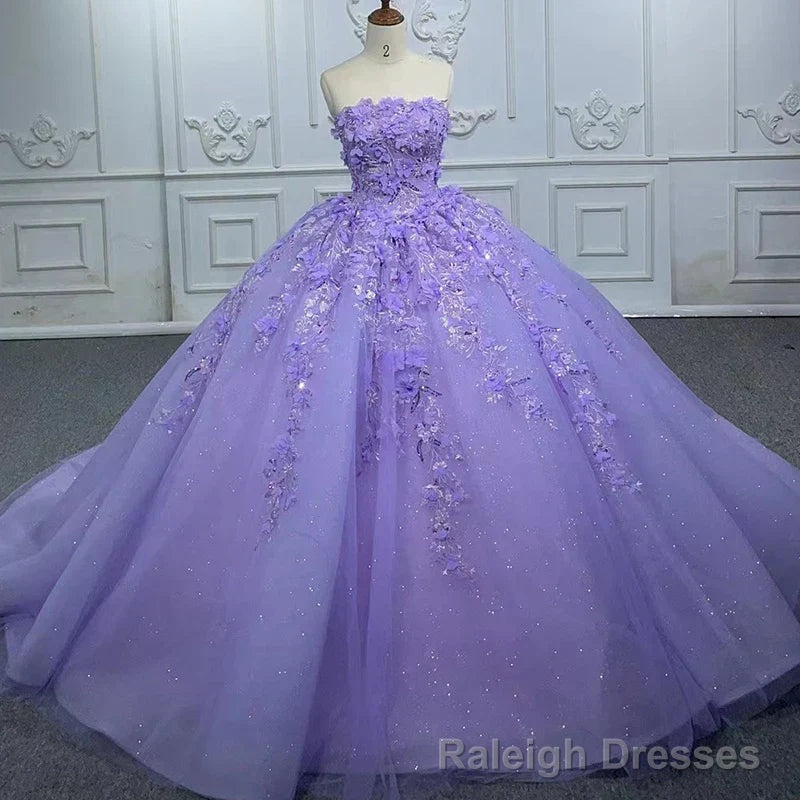 Quinceanera Dress Elegant Party Princess Dress Pearls Strapless Evening Gown Appliques Ball Gown