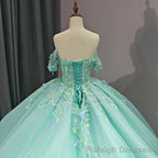 Quinceanera Dress Exquisite Princess Ball Gown Cap sleeve Quinceanera Dresses with 3D Appliques