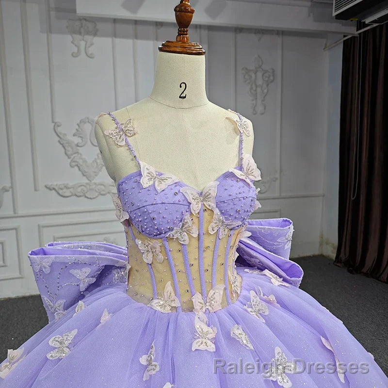 Quinceanera Dress Exquisite Spaghetti Straps Quinceanera Dresses Sleeveless Ball Gown with Butterfly Appliques and Bowknot Secondary image